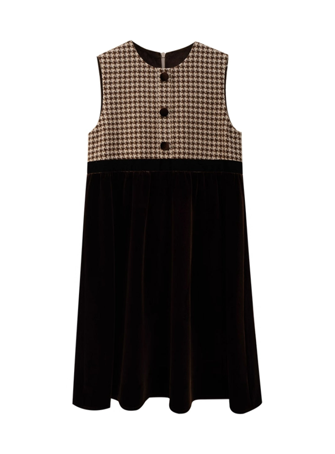 ヘリンボーン×ベロア切り替えワンピース