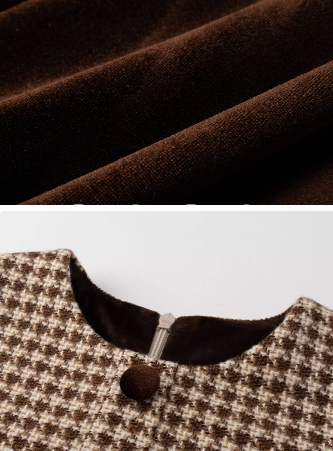 ヘリンボーン×ベロア切り替えワンピース