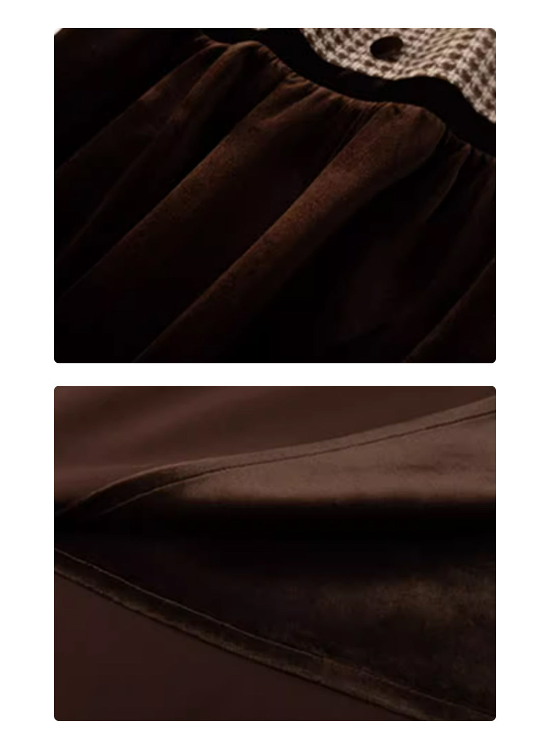 ヘリンボーン×ベロア切り替えワンピース