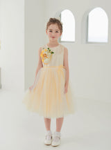 子供ドレス発表会・結婚式・おしゃれなDRESCCOのキャサリンブーケコサージュイエロードレスの画像4