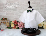 子供スーツ発表会・結婚式・おしゃれなDRESCCOのピンタック半袖ワイシャツホワイトの画像2