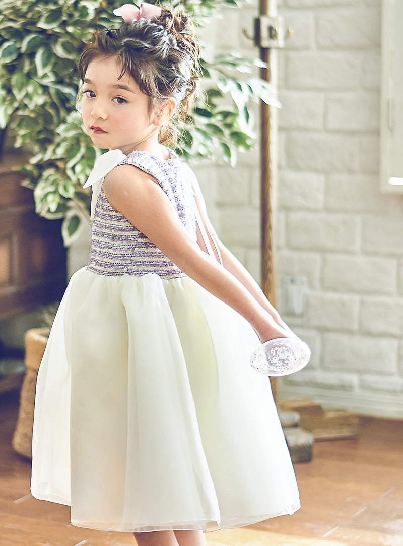 子供ドレス発表会・結婚式・おしゃれなDRESCCOのラベンダーツイードリビティナドレス の画像6