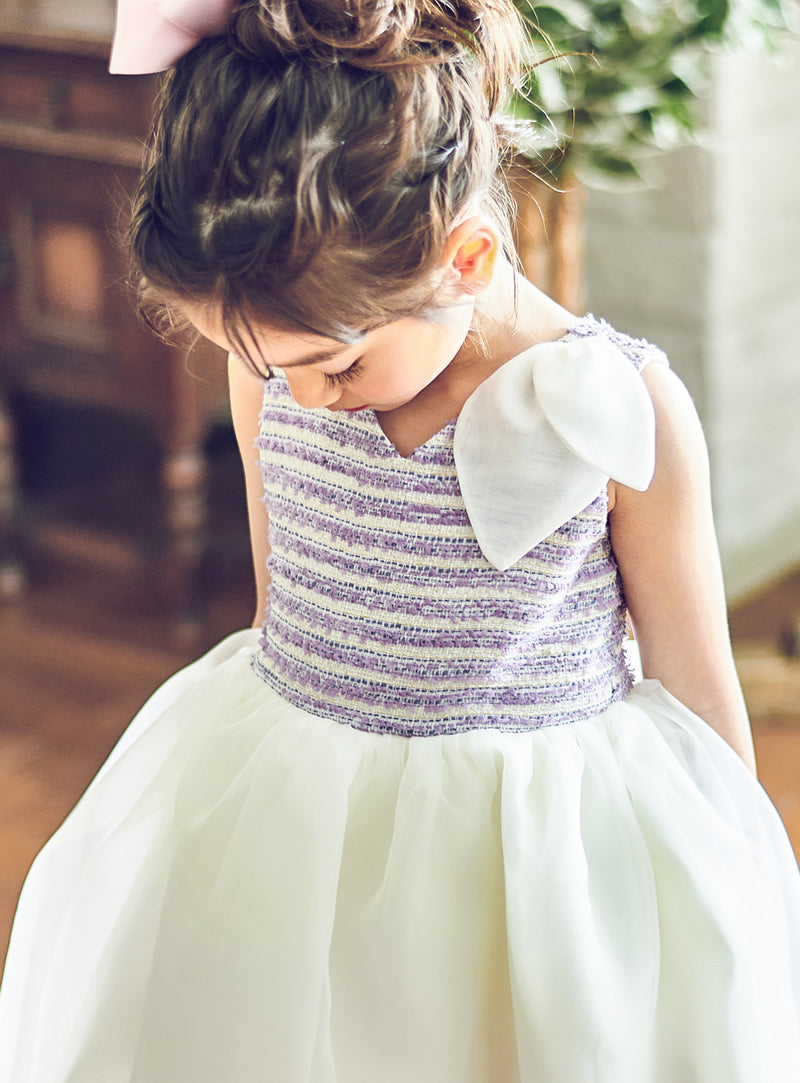 子供ドレス発表会・結婚式・おしゃれなDRESCCOのラベンダーツイードリビティナドレス の画像9