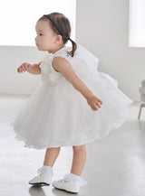 子供ドレス発表会・結婚式・おしゃれなDRESCCOのベビー・フラワーモチーフオフホワイトドレスの画像11