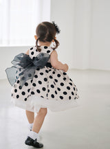 子供ドレス発表会・結婚式・おしゃれなDRESCCOのベビー・ゴールドブラックフロッキードットドレスの画像13