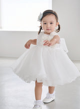 子供ドレス発表会・結婚式・おしゃれなDRESCCOのベビー・フラワーモチーフオフホワイトドレスの画像12