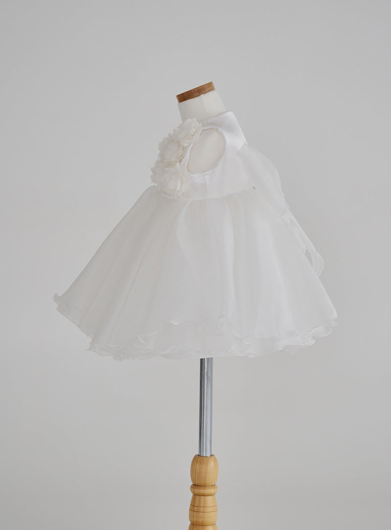 子供ドレス発表会・結婚式・おしゃれなDRESCCOのフラワーモチーフオフホワイトドレスの画像2