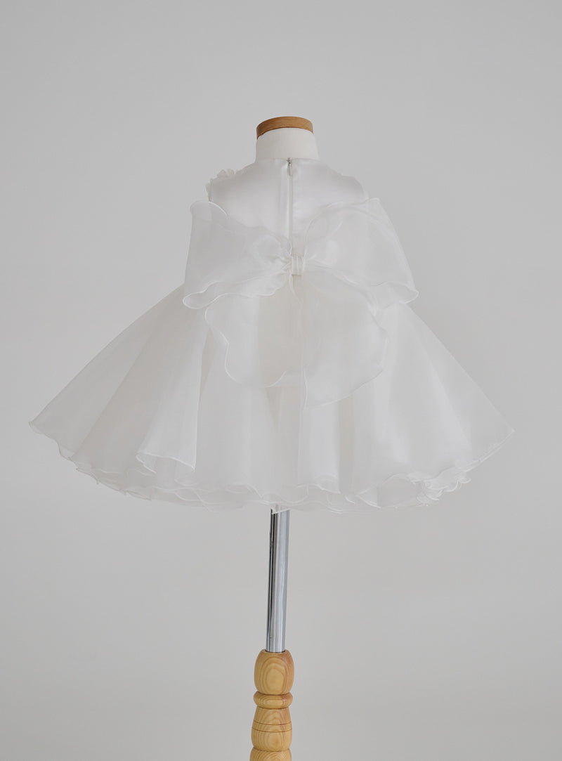 子供ドレス発表会・結婚式・おしゃれなDRESCCOのフラワーモチーフオフホワイトドレスの画像3