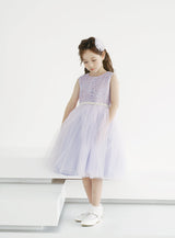 子供ドレス発表会・結婚式・おしゃれなDRESCCOのD-SU-216-バイオレット刺繍パールドレスの画像2