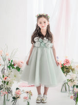 子供ドレス発表会・結婚式・おしゃれなDRESCCOのローズガーデンミントグリーンドレスの画像3
