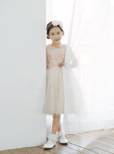 子供ドレス発表会・結婚式・おしゃれなDRESCCOのD-SU-226-アイボリーピンクシフォンローズドレスの画像3
