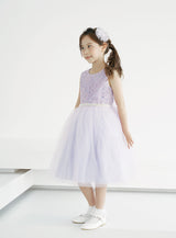 子供ドレス発表会・結婚式・おしゃれなDRESCCOのD-SU-216-バイオレット刺繍パールドレスの画像4
