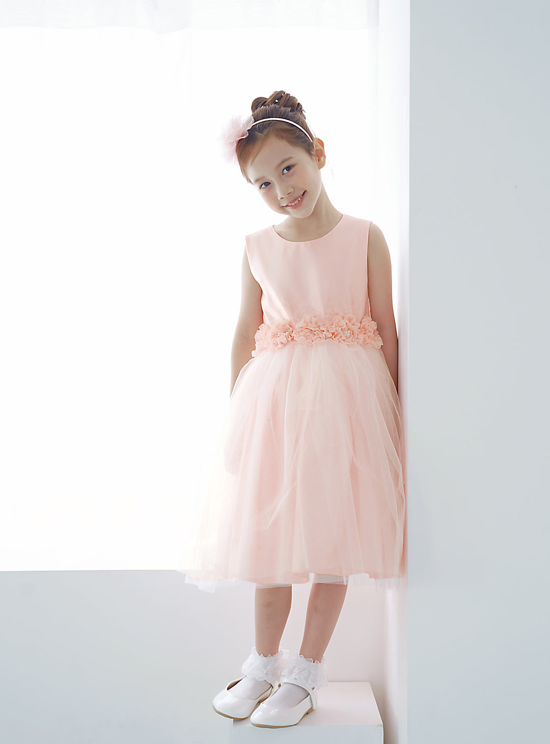 子供ドレス発表会・結婚式・おしゃれなDRESCCOのD-SU-98-3-ベビーピンクローズベルトドレスの画像5