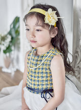子供ドレス発表会・結婚式・おしゃれなDRESCCOのイエローチェックツイードタンポポドレスの画像5