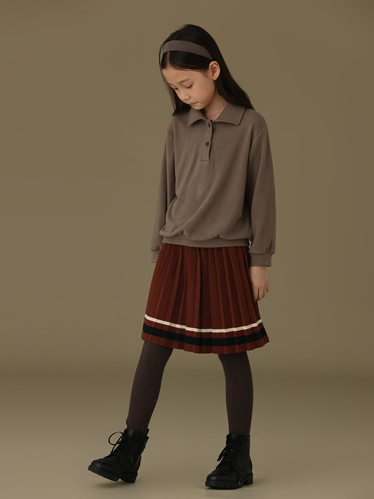 子どもおしゃれ着・スマートカジュアル COCO MODERNのK417 - ツーラインポイントニットプリーツスカートの画像(3)