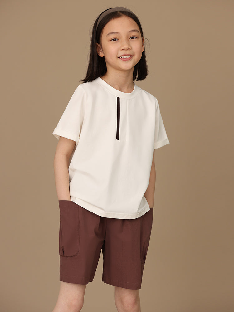 K3061 - シンプルブラックラインデザインコットンTシャツ