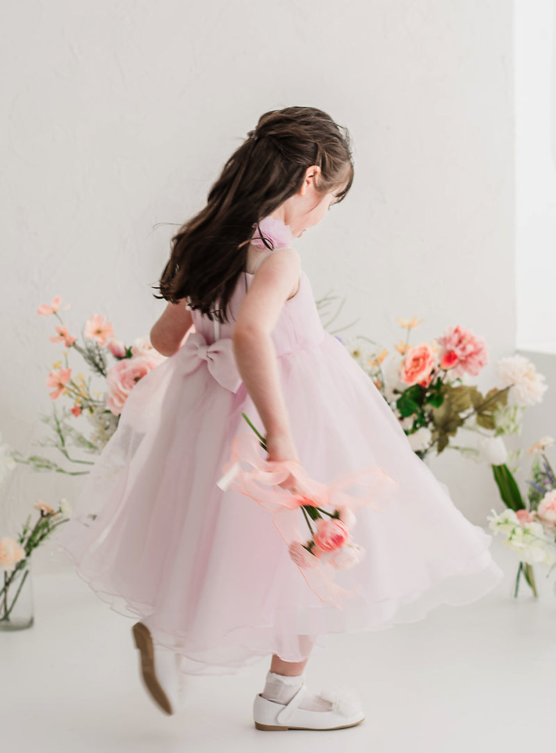 子供ドレス発表会・結婚式・おしゃれなDRESCCOのマグノリアフラワーピンクバイオレットドレスの画像5