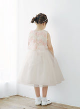子供ドレス発表会・結婚式・おしゃれなDRESCCOのD-SU-226-アイボリーピンクシフォンローズドレスの画像6