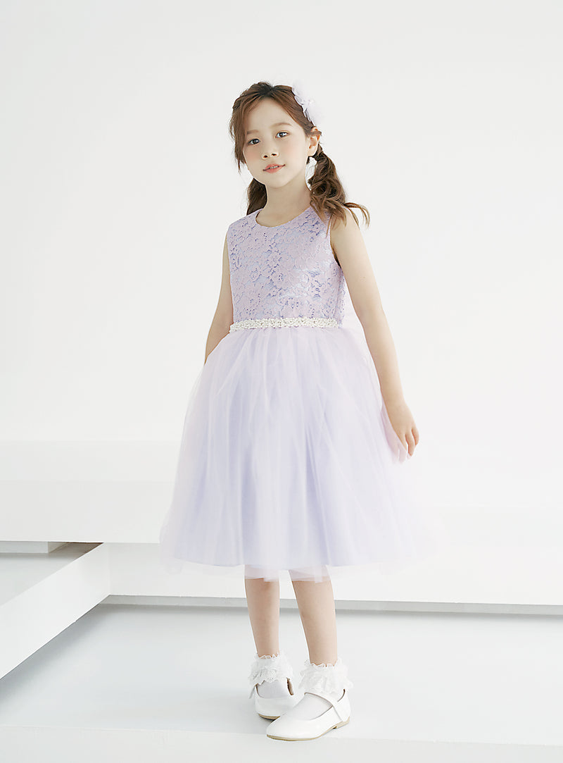 子供ドレス発表会・結婚式・おしゃれなDRESCCOのD-SU-216-バイオレット刺繍パールドレスの画像6