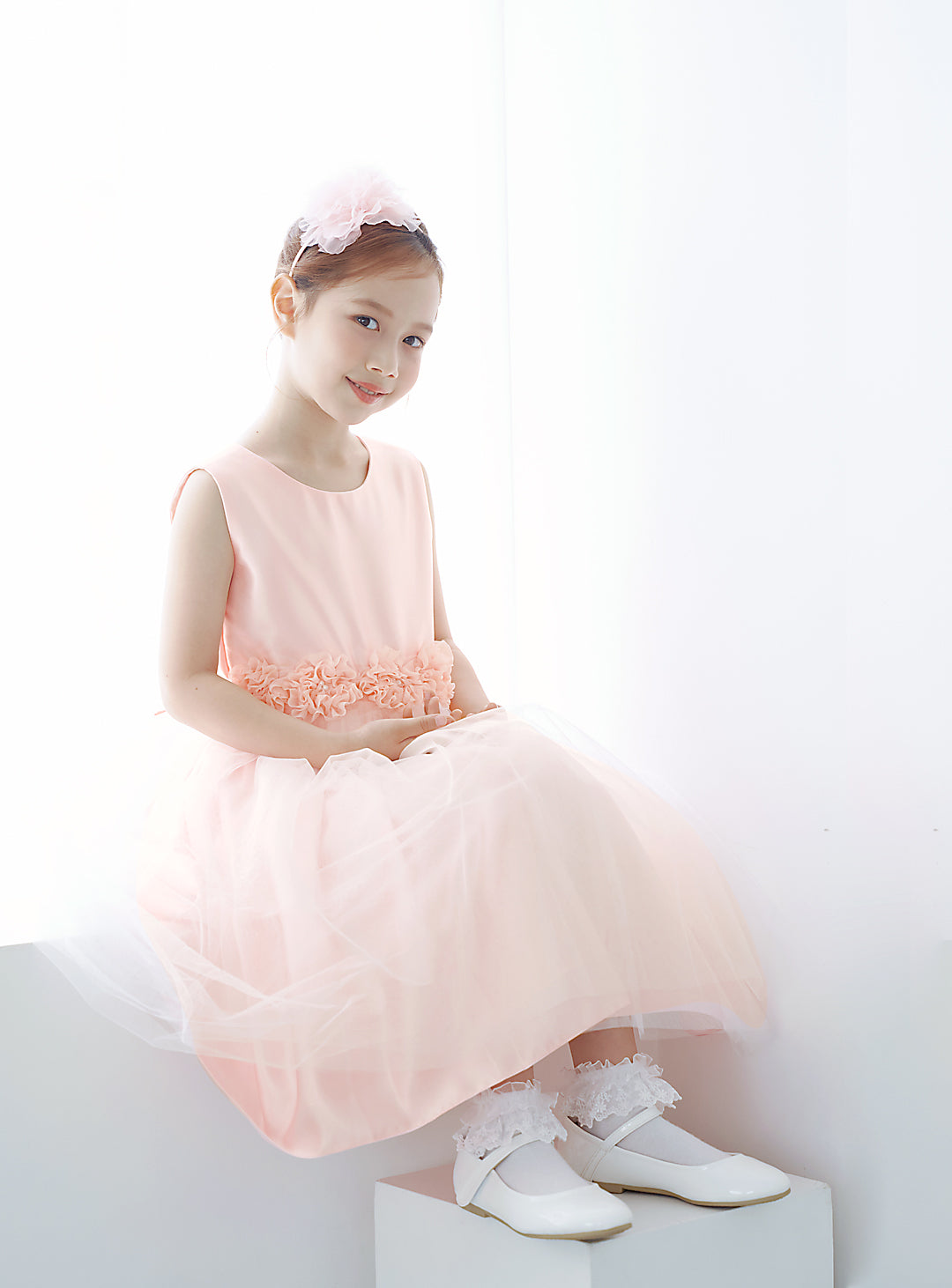 子供ドレス発表会・結婚式・おしゃれなDRESCCOのD-SU-98-3-ベビーピンクローズベルトドレスの画像6