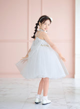 子供ドレス発表会・結婚式・おしゃれなDRESCCOのホワイトシフォンフラワーホルターネックドレスの画像6