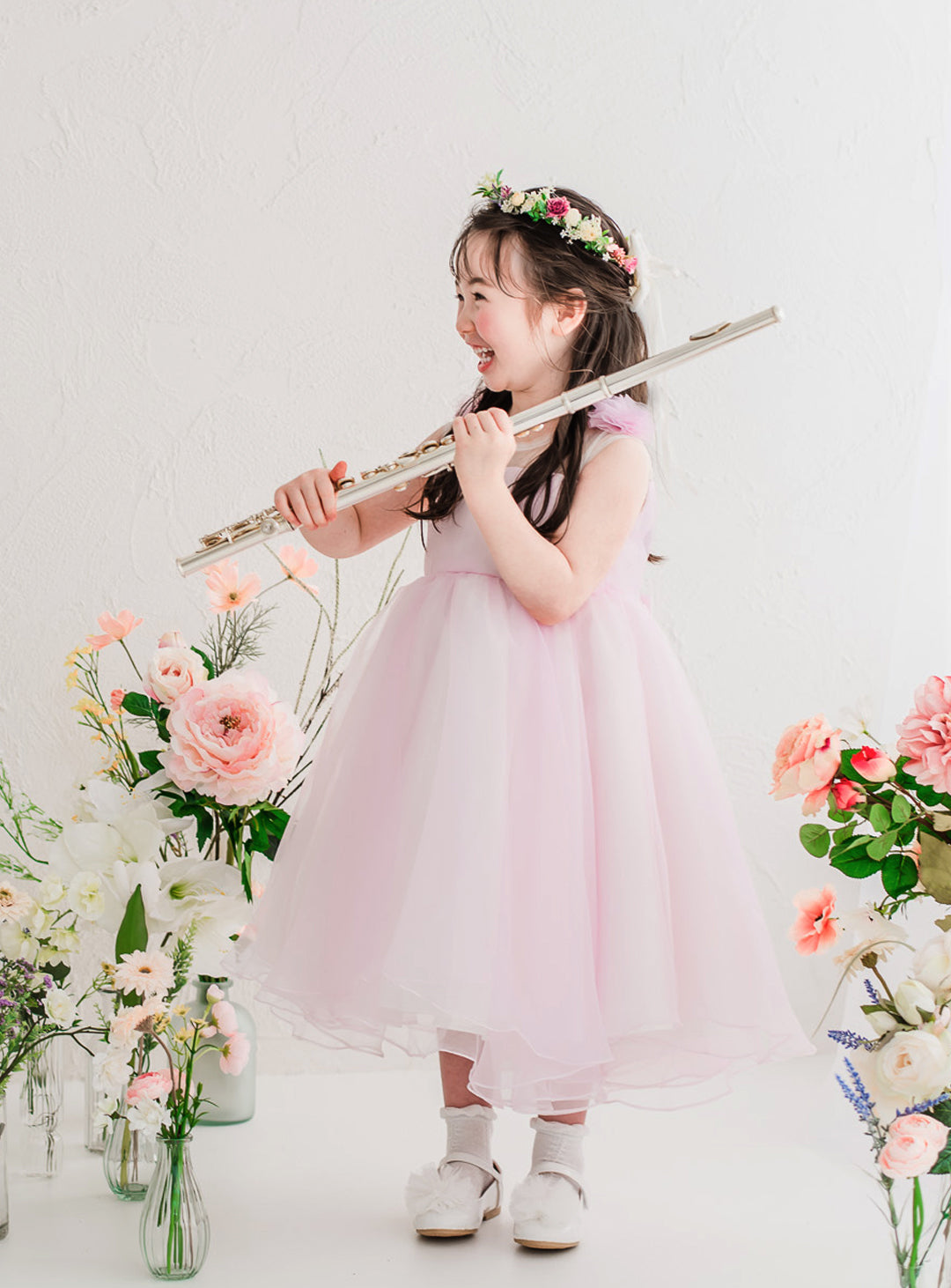子供ドレス発表会・結婚式・おしゃれなDRESCCOのマグノリアフラワーピンクバイオレットドレスの画像7