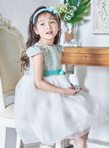 子供ドレス発表会・結婚式・おしゃれなDRESCCOのミントグリーンツイードパフスリーブベルダンディドレスの画像6