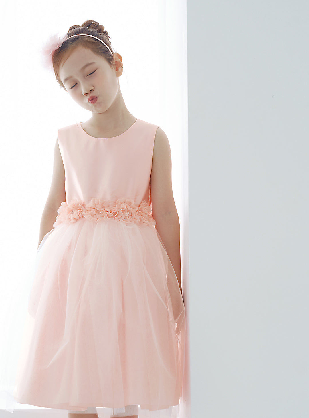 子供ドレス発表会・結婚式・おしゃれなDRESCCOのD-SU-98-3-ベビーピンクローズベルトドレスの画像7