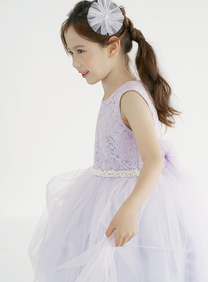 子供ドレス発表会・結婚式・おしゃれなDRESCCOのD-SU-216-バイオレット刺繍パールドレスの画像8