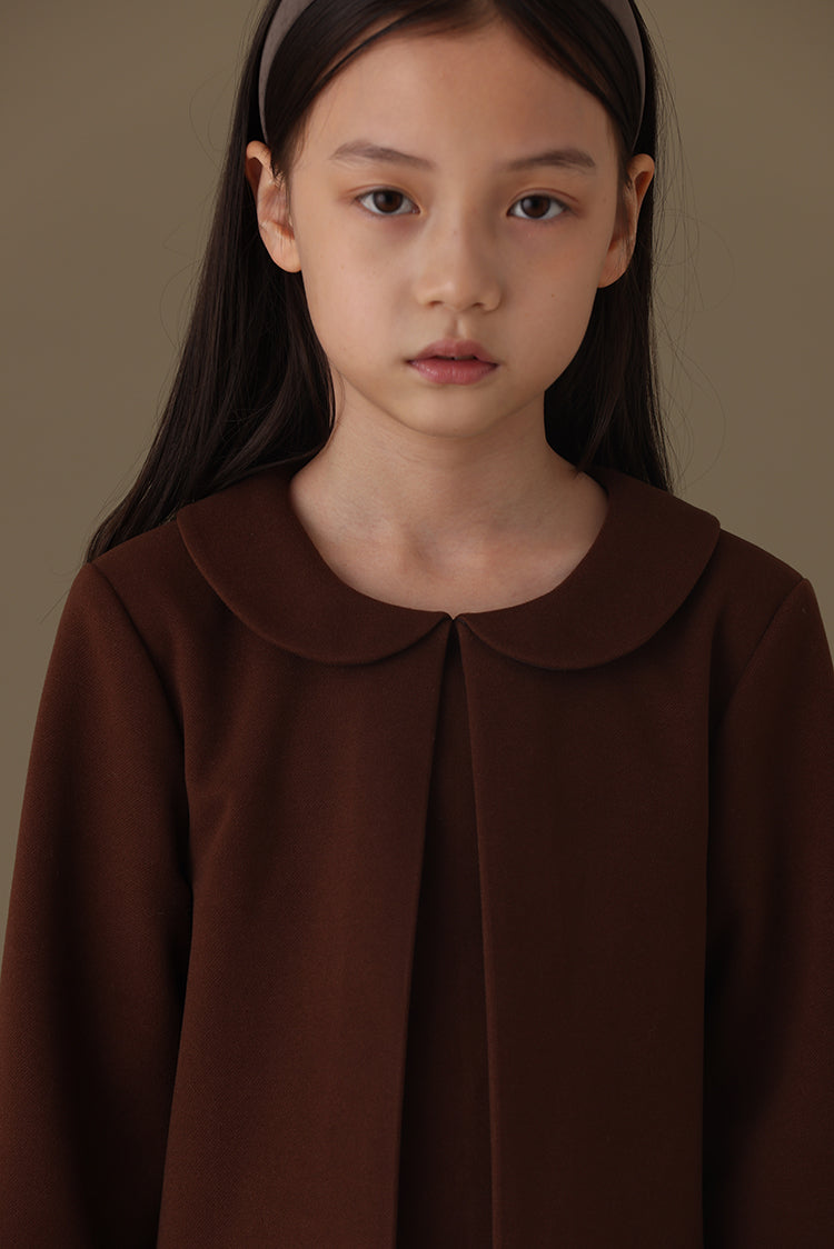 子どもおしゃれ着・スマートカジュアル COCO MODERNのK387 - コーヒーブラウンラウンドネックワンピースの画像(17)