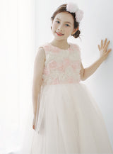 子供ドレス発表会・結婚式・おしゃれなDRESCCOのD-SU-226-アイボリーピンクシフォンローズドレスの画像9