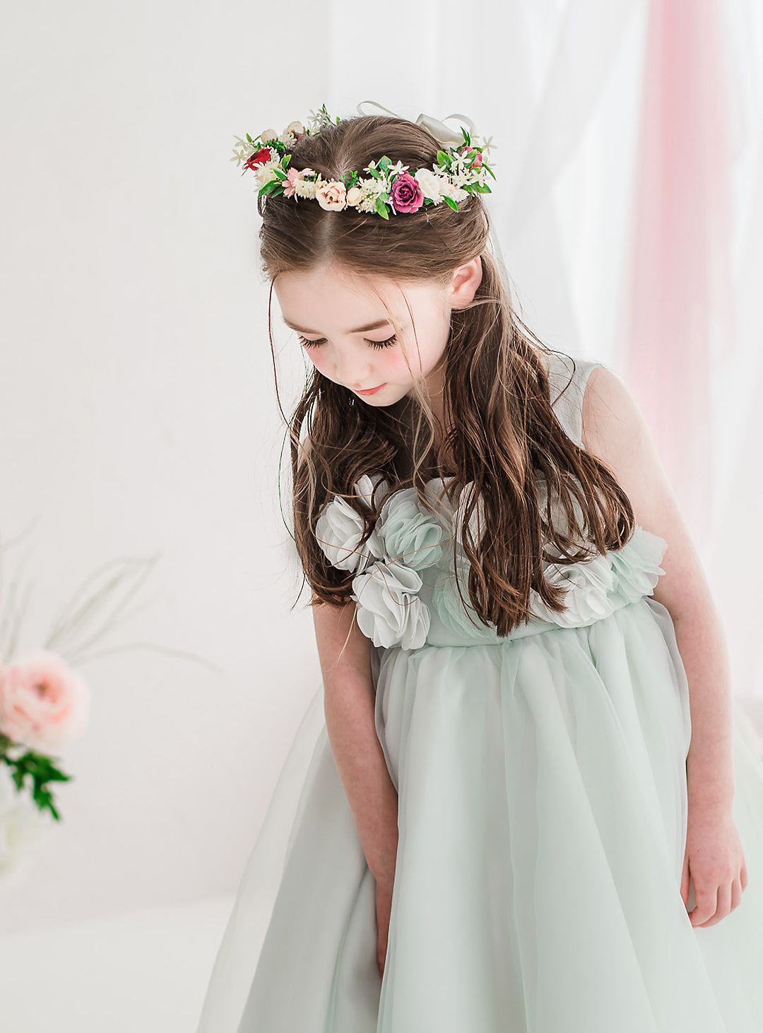 子供ドレス発表会・結婚式・おしゃれなDRESCCOのローズガーデンミントグリーンドレスの画像9