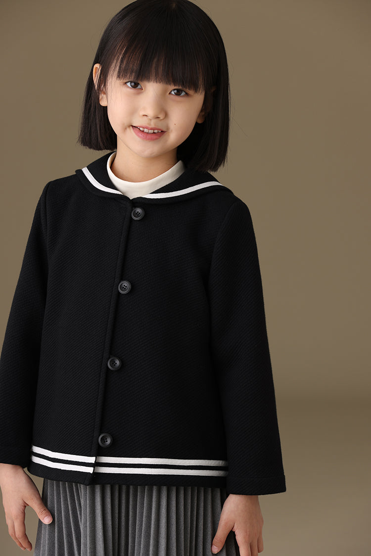 子どもおしゃれ着・スマートカジュアル COCO MODERNのK465 - セーラーカラーホワイトラインブラックジャケットの画像(15)