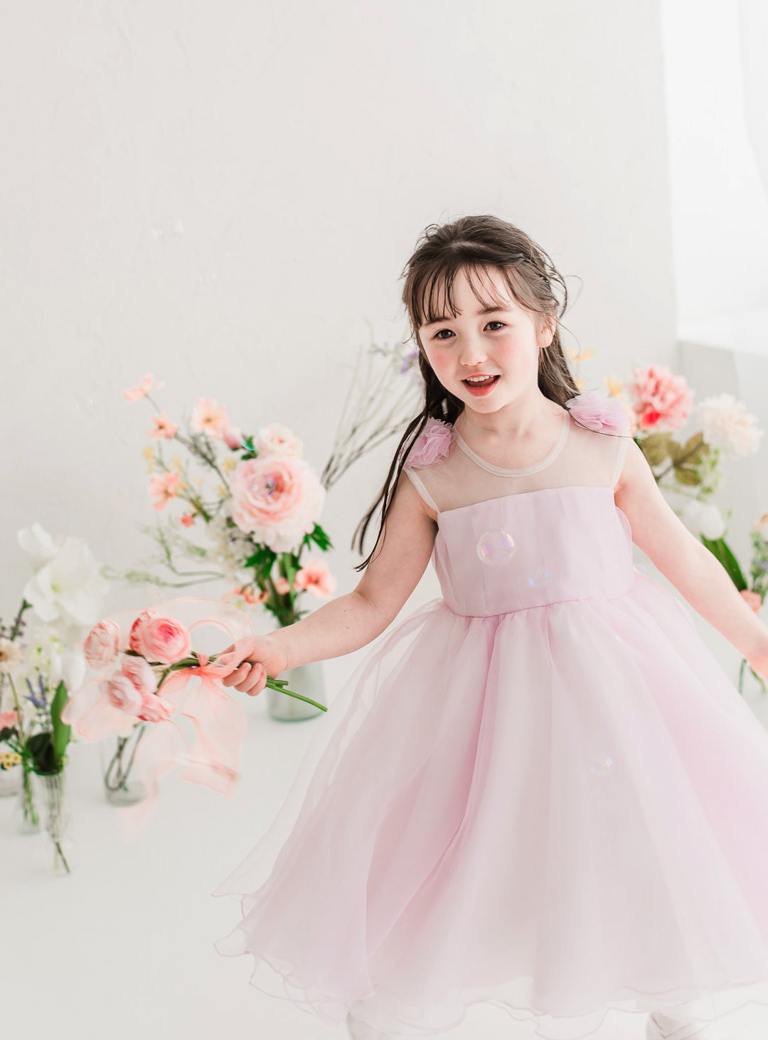 子供ドレス発表会・結婚式・おしゃれなDRESCCOのマグノリアフラワーピンクバイオレットドレスの画像10