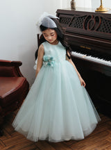 子供ドレス発表会・結婚式・おしゃれなDRESCCOのミントブルージュエリーロングドレスの画像7