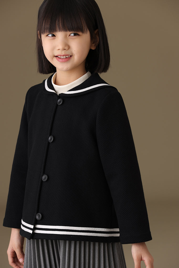 子どもおしゃれ着・スマートカジュアル COCO MODERNのK465 - セーラーカラーホワイトラインブラックジャケットの画像(13)