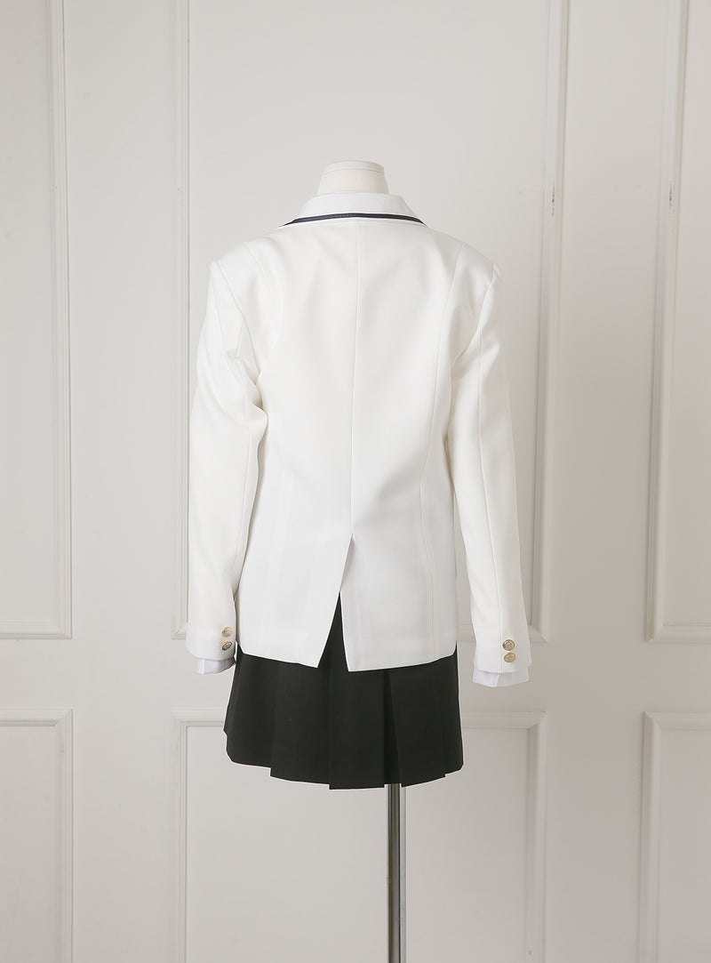グレースホワイトシングルジャケットブラックスカート2ピースセット(ジャケット、スカート)