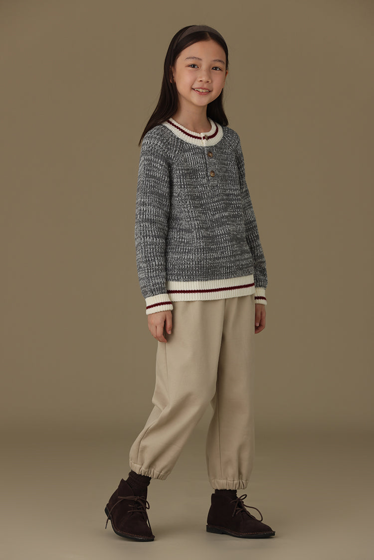 子どもおしゃれ着・スマートカジュアル COCO MODERNのK316 - ハーフボタンバイカラーウール混ニットの画像(1)