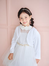 子供ドレス発表会・結婚式・おしゃれなDRESCCOのホワイトシフォンフラワーホルターネックドレスの画像11