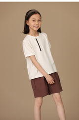 K3061 - シンプルブラックラインデザインコットンTシャツ