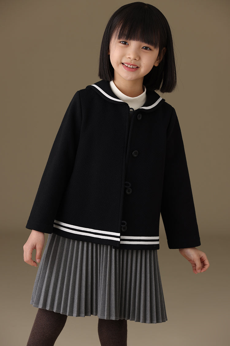 子どもおしゃれ着・スマートカジュアル COCO MODERNのK465 - セーラーカラーホワイトラインブラックジャケットの画像(12)