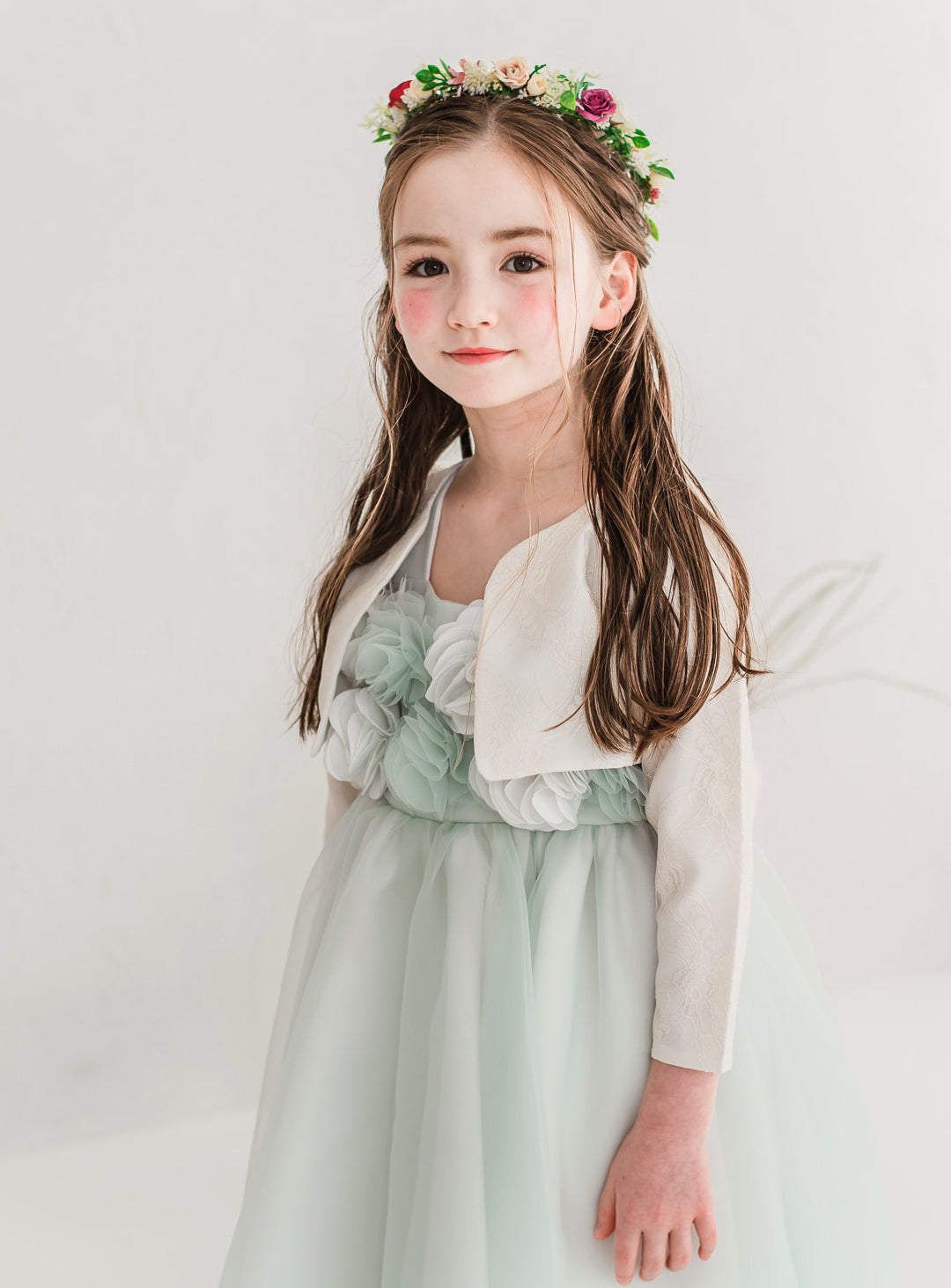 子供ドレス発表会・結婚式・おしゃれなDRESCCOのローズガーデンミントグリーンドレスの画像13