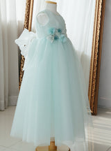 子供ドレス発表会・結婚式・おしゃれなDRESCCOのミントブルージュエリーロングドレスの画像10