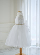子供ドレス発表会・結婚式・おしゃれなDRESCCOのホワイトシフォンフラワーホルターネックドレスの画像16
