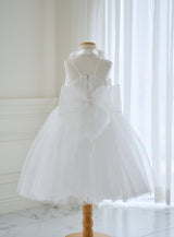 子供ドレス発表会・結婚式・おしゃれなDRESCCOのホワイトシフォンフラワーホルターネックドレスの画像17