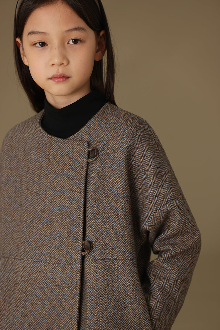 子どもおしゃれ着・スマートカジュアル COCO MODERNのK264 - ジュニア向けヘリンボーン裏起毛ウールコートの画像(12)