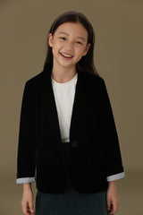 子どもおしゃれ着・スマートカジュアル COCO MODERNのK324 - ブラックベルベットジャケットの画像(8)