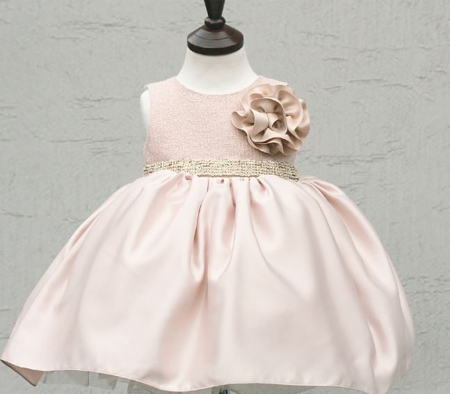 子供ドレス発表会・結婚式・おしゃれなDRESCCOのエオスビジューベルトピンクツイードドレスの画像9
