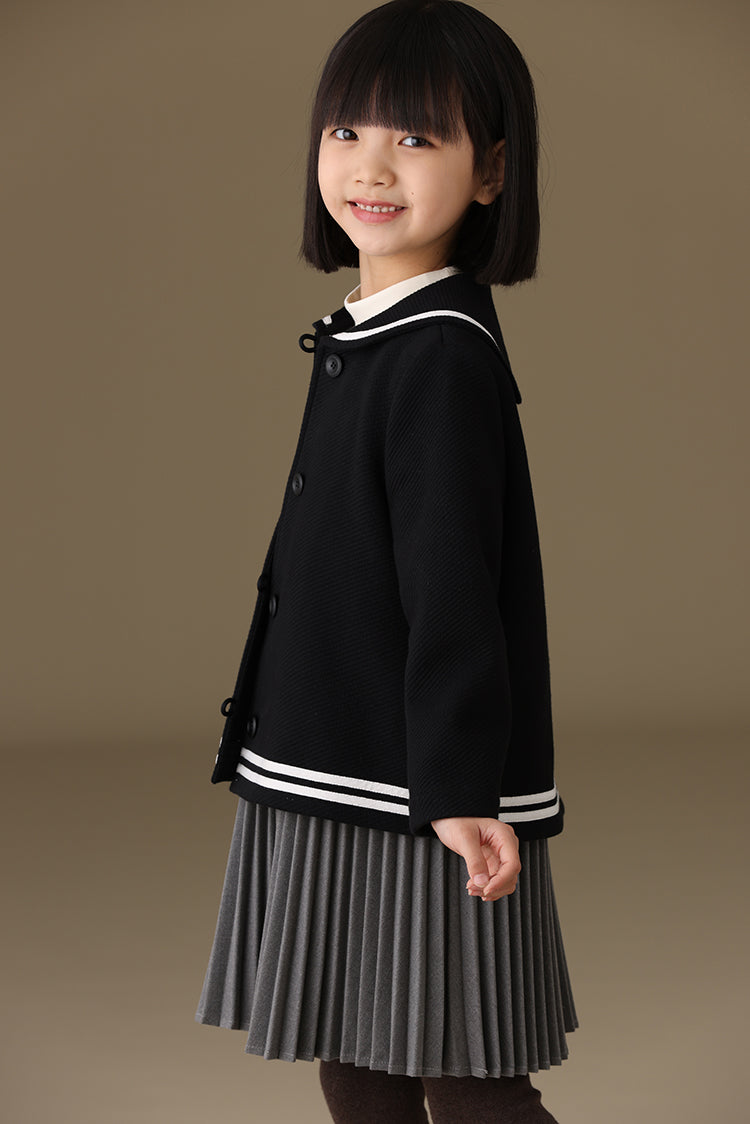 子どもおしゃれ着・スマートカジュアル COCO MODERNのK465 - セーラーカラーホワイトラインブラックジャケットの画像(11)