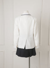 グレースホワイトシングルジャケットネイビースカート2ピースセット(ジャケット、スカート)